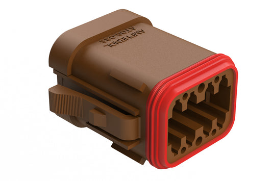 AT06-08SB-MMBRN 8-Way Plug, Female Connector with B Position Key, Reduced Diameter Seal (E-Seal) and End Cap, Brown