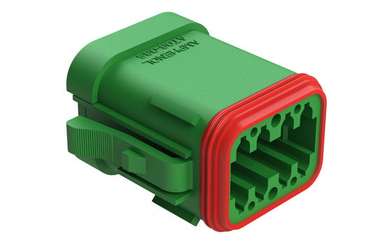 AT06-08SB-MMGRN 8-Way Plug, Female Connector with B Position Key, Reduced Diameter Seal (E-Seal) and End Cap, Green