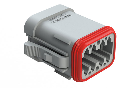 AT06-08SB-MMGRY 8-Way Plug, Female Connector with B Position Key, Reduced Diameter Seal (E-Seal) and End Cap, Grey