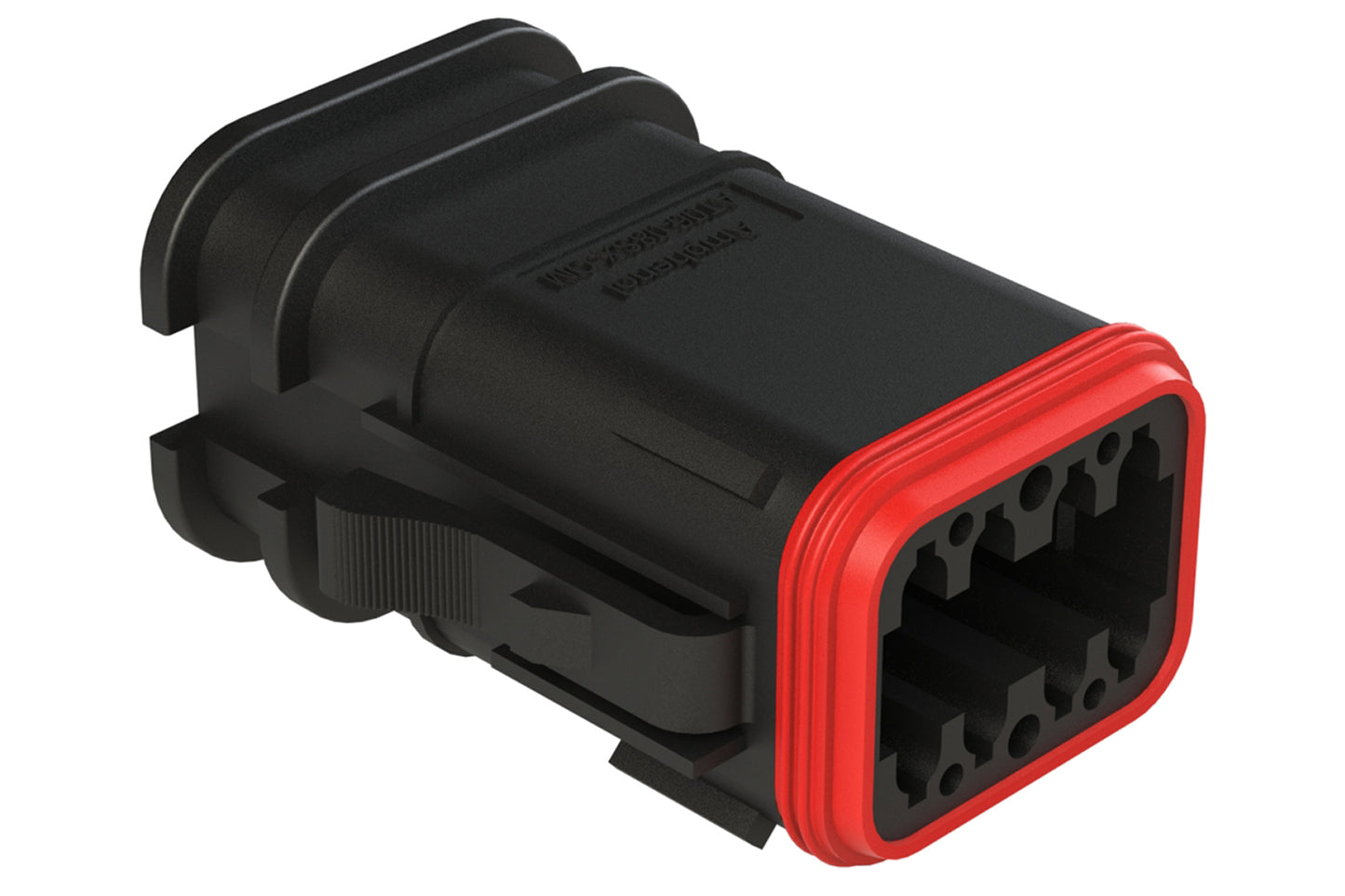 AT06-08SB-OMRDBLK 8 Position Overmolded Plug, Socket, Reduced Seal, Keyed B, Black