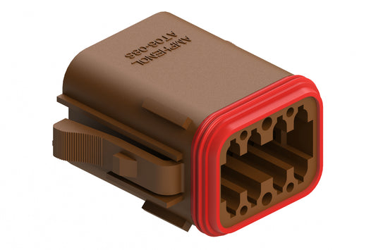 AT06-08SB-RDBRN 8-Way Plug, Female Connector with B Position Key and Reduced Diameter Seal (E-Seal), Brown