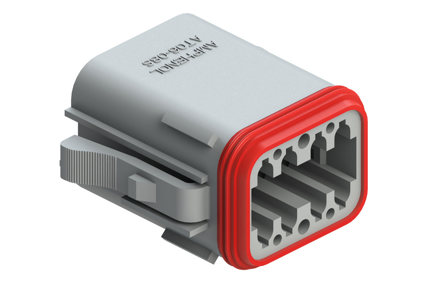 AT06-08SB-RDGRY 8-Way Plug, Female Connector with B Position Key and Reduced Diameter Seal (E-Seal), Grey