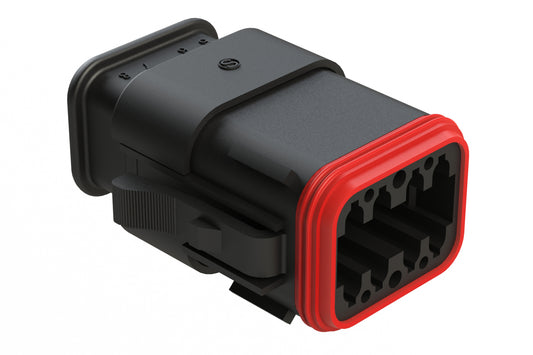 AT06-08SB-SRBK 8 position Socket plug key position B, with strain relief, black. DT06-08SB-E008