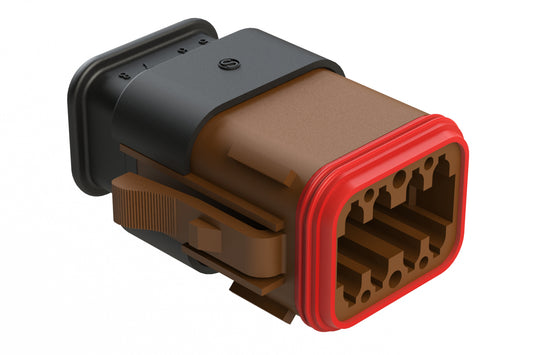 AT06-08SB-SRBR 8 position Socket plug key position B, with strain relief, brown