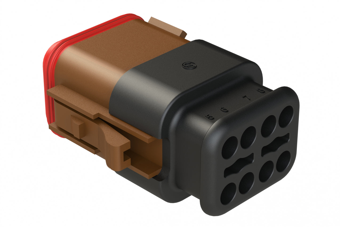 AT06-08SB-SRBR 8 position Socket plug key position B, with strain relief, brown