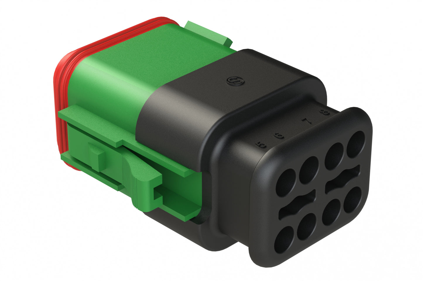 AT06-08SB-SRGN 8 position Socket plug key position B, with strain relief, green