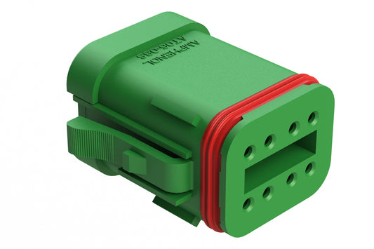 AT06-08SB-SSGRN 8-Way Plug, Female Connector with B Position Key and Solid Rear Grommet and Endcap, Wedgelock included, Green