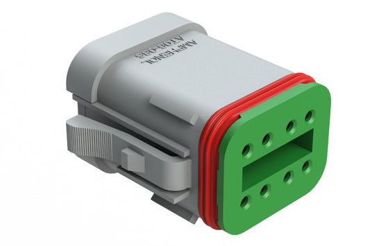 AT06-08SB-SSGRY 8-Way Plug, Female Connector with B Position Key and Solid Rear Grommet and Endcap, Wedgelock included, Grey