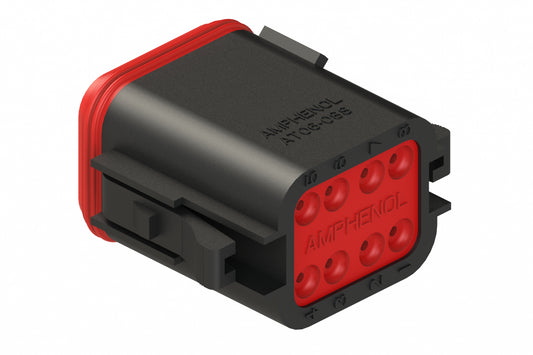 AT06-08SB 8-Way Plug, Female Connector with B Position Key, Black. DT06-08SB, DT06-08SB-P012