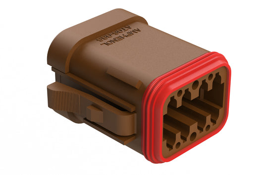 AT06-08SC-ECBRN 8-Way Plug, Female Connector with C Position Key and End Cap, Brown