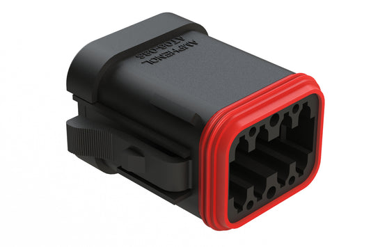 AT06-08SC-MMBLK 8-Way Plug, Female Connector with C Position Key, Reduced Diameter Seal (E-Seal) and End Cap, Black