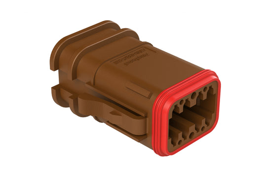 AT06-08SC-OMBRN 8 Position Overmolded Plug, Socket, Keyed C, Brown