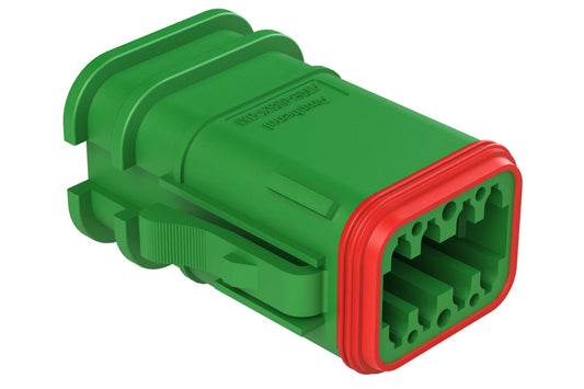 AT06-08SC-OMGRN 8 Position Overmolded Plug, Socket, Keyed C, Green