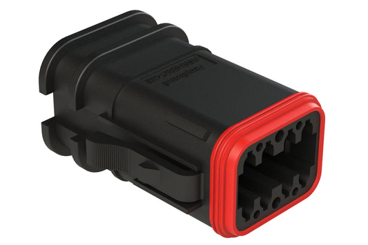 AT06-08SC-OMRDBLK 8 Position Overmolded Plug, Socket, Reduced Seal, Keyed C, Black