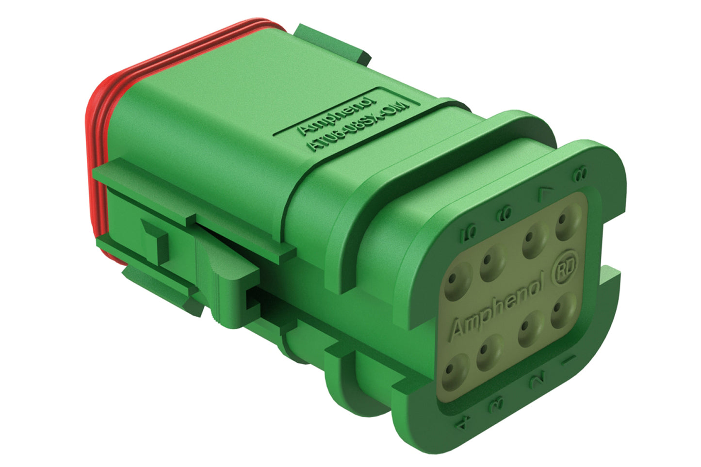 AT06-08SC-OMRDGRN 8 Position Overmolded Plug, Socket, Reduced Seal, Keyed C, Green