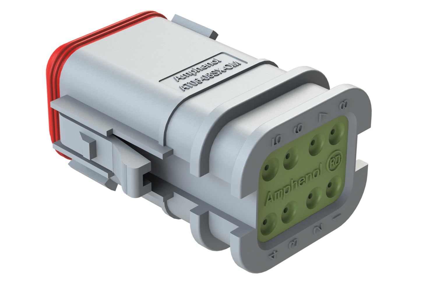 AT06-08SC-OMRDGRY 8 Position Overmolded Plug, Socket, Reduced Seal, Keyed C, Grey