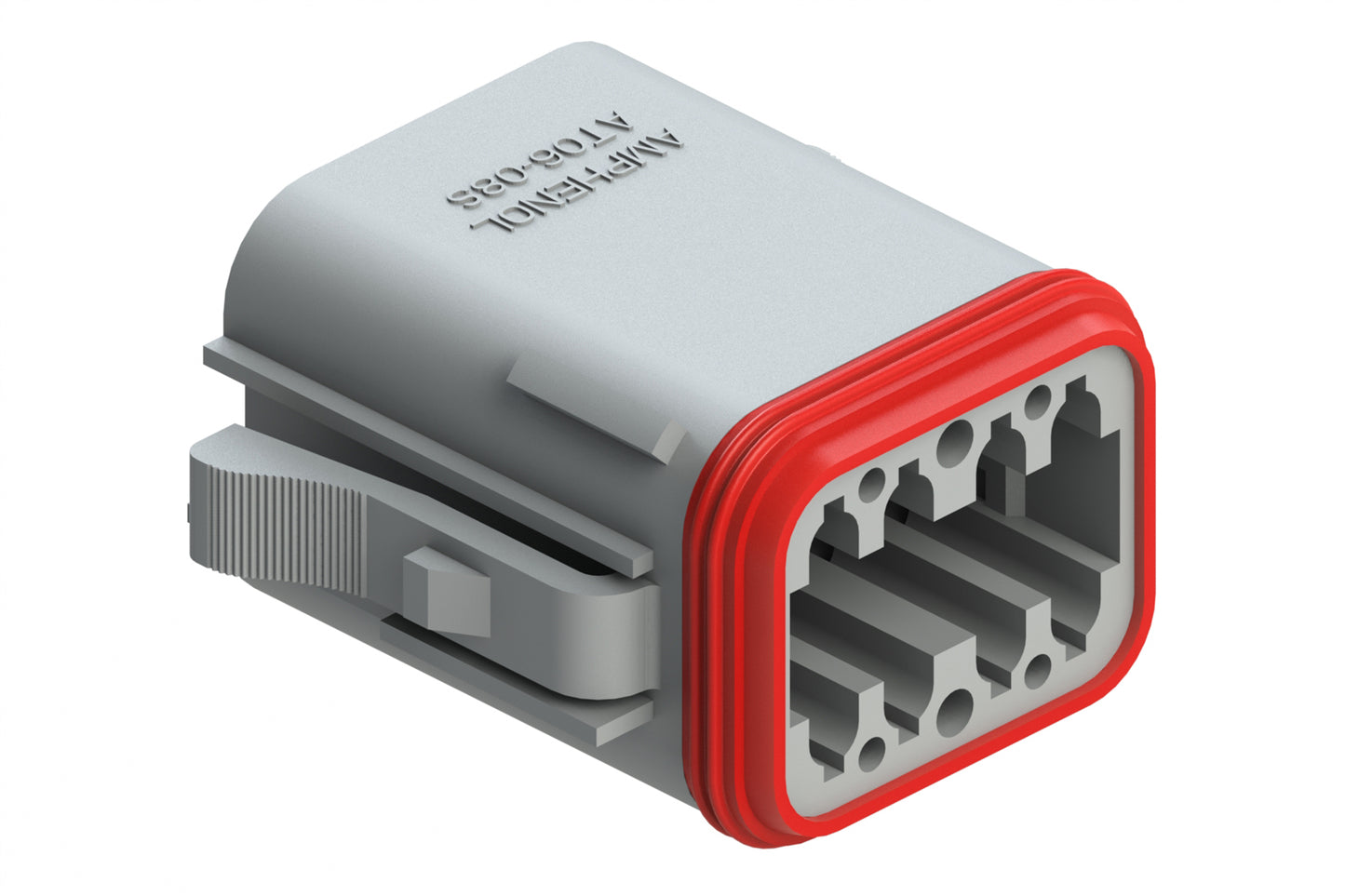 AT06-08SC-RDGRY 8-Way Plug, Female Connector with C Position Key and Reduced Diameter Seal (E-Seal), Grey