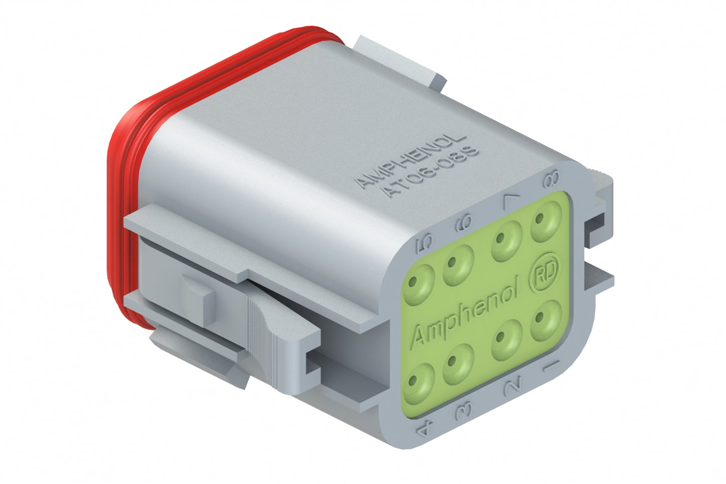 AT06-08SC-RDGRY 8-Way Plug, Female Connector with C Position Key and Reduced Diameter Seal (E-Seal), Grey