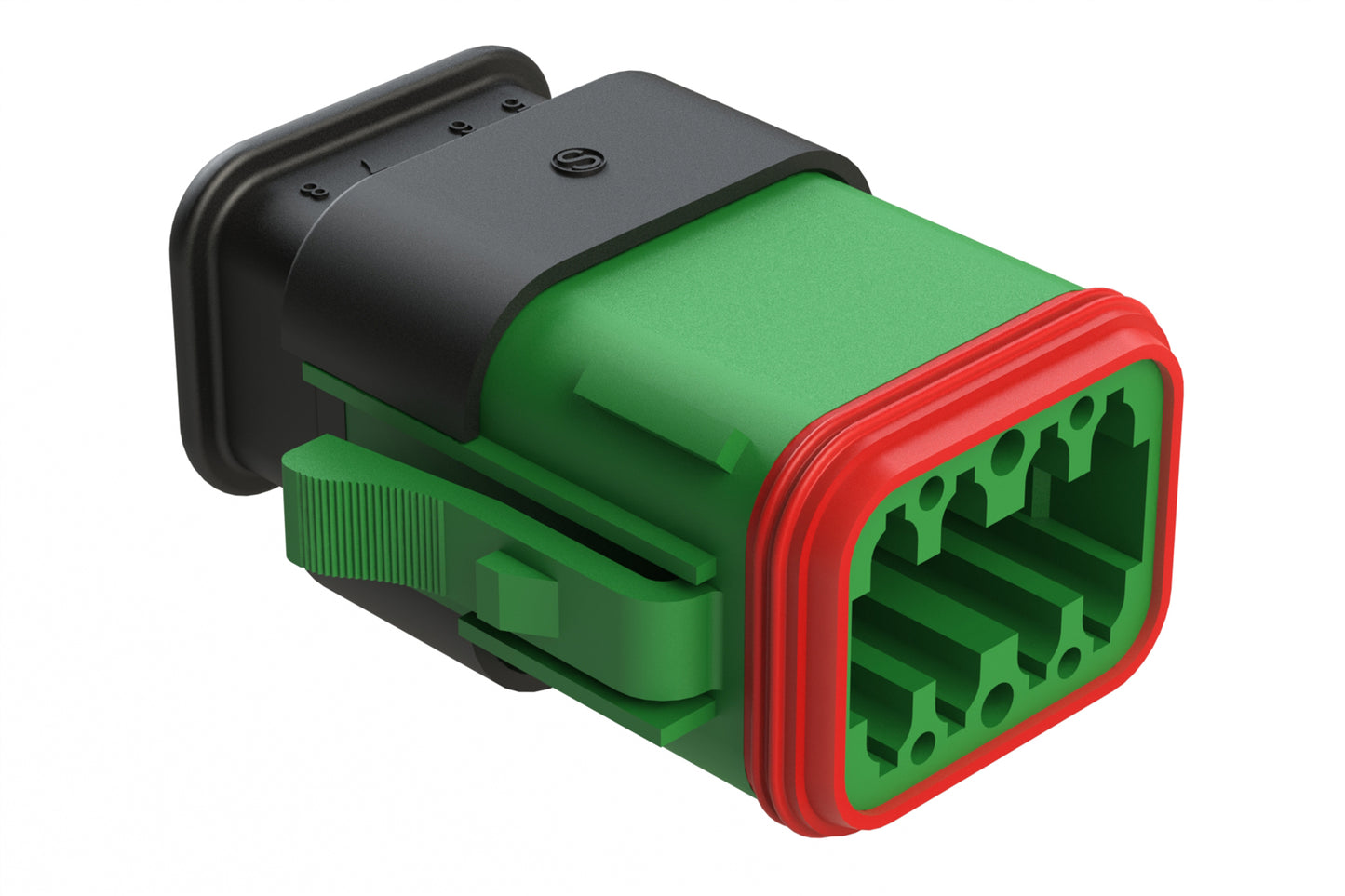 AT06-08SC-SR2GN 8 position Socket plug key position C, with strain relief & Reduced Diameter Seal, green. DT06-08SC-CE13