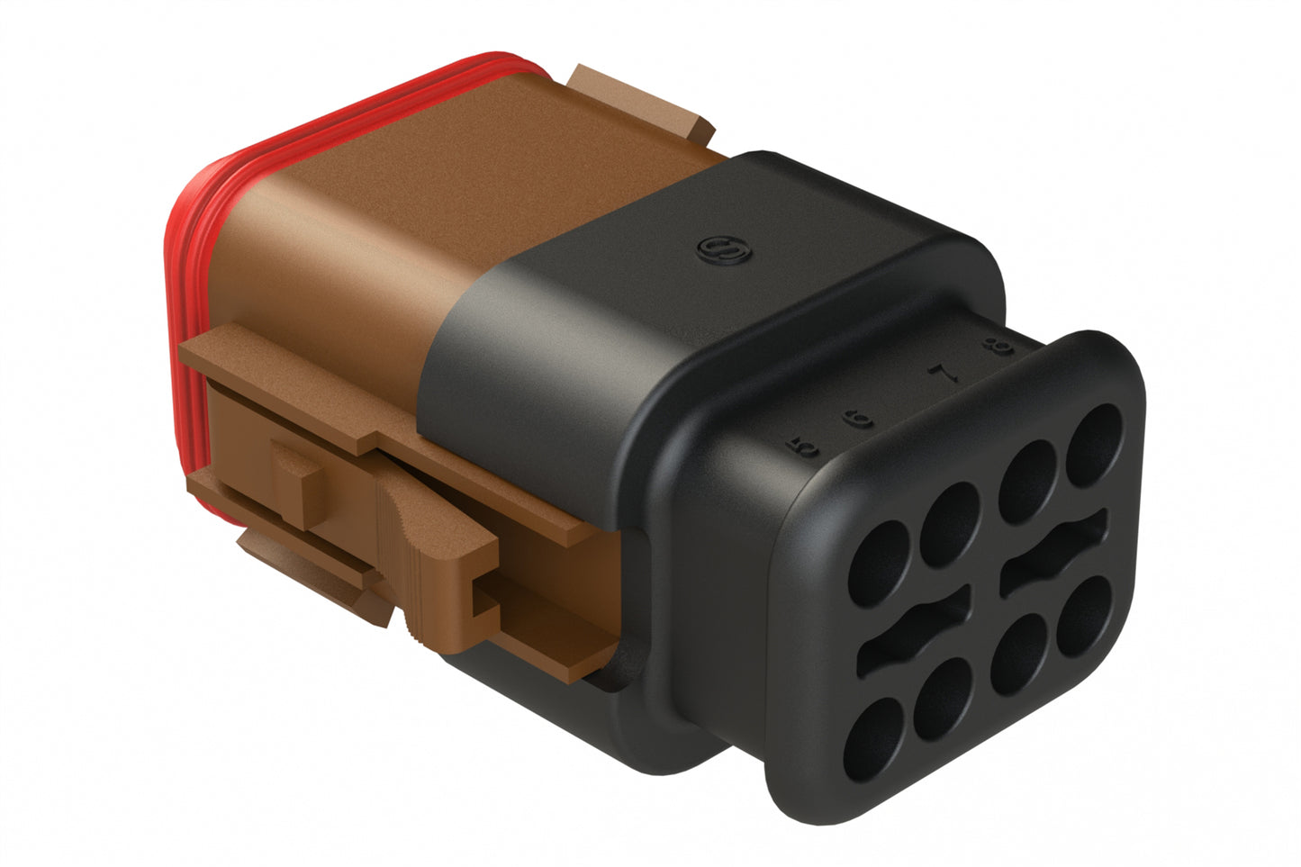 AT06-08SC-SRBR 8 position Socket plug key position C, with strain relief, brown