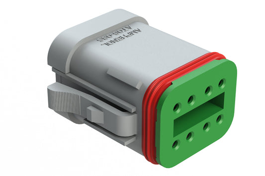 AT06-08SC-SSGRY 8-Way Plug, Female Connector with C Position Key and Solid Rear Grommet and Endcap, Wedgelock included, Grey