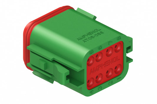 AT06-08SC 8-Way Plug, Female Connector with C Position Key, Green. DT06-08SC, DT06-08SC-P012