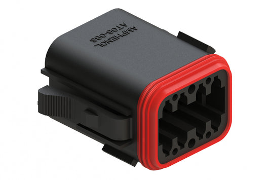 AT06-08SD-BLK 8-Way Plug, Female Connector with D Position Key, Black