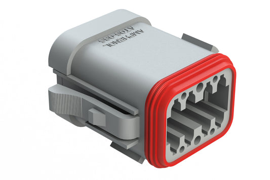 AT06-08SD-ECGRY 8-Way Plug, Female Connector with D Position Key and End Cap, Grey