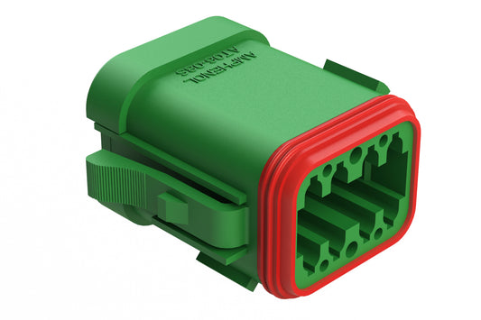 AT06-08SD-MMGRN 8-Way Plug, Female Connector with D Position Key, Reduced Diameter Seal (E-Seal), Enhanced Seal Retention (P012) and End Cap, Green