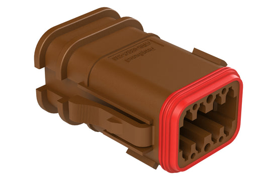 AT06-08SD-OMRDBRN 8 Position Overmolded Plug, Socket, Reduced Seal, Keyed D, Brown