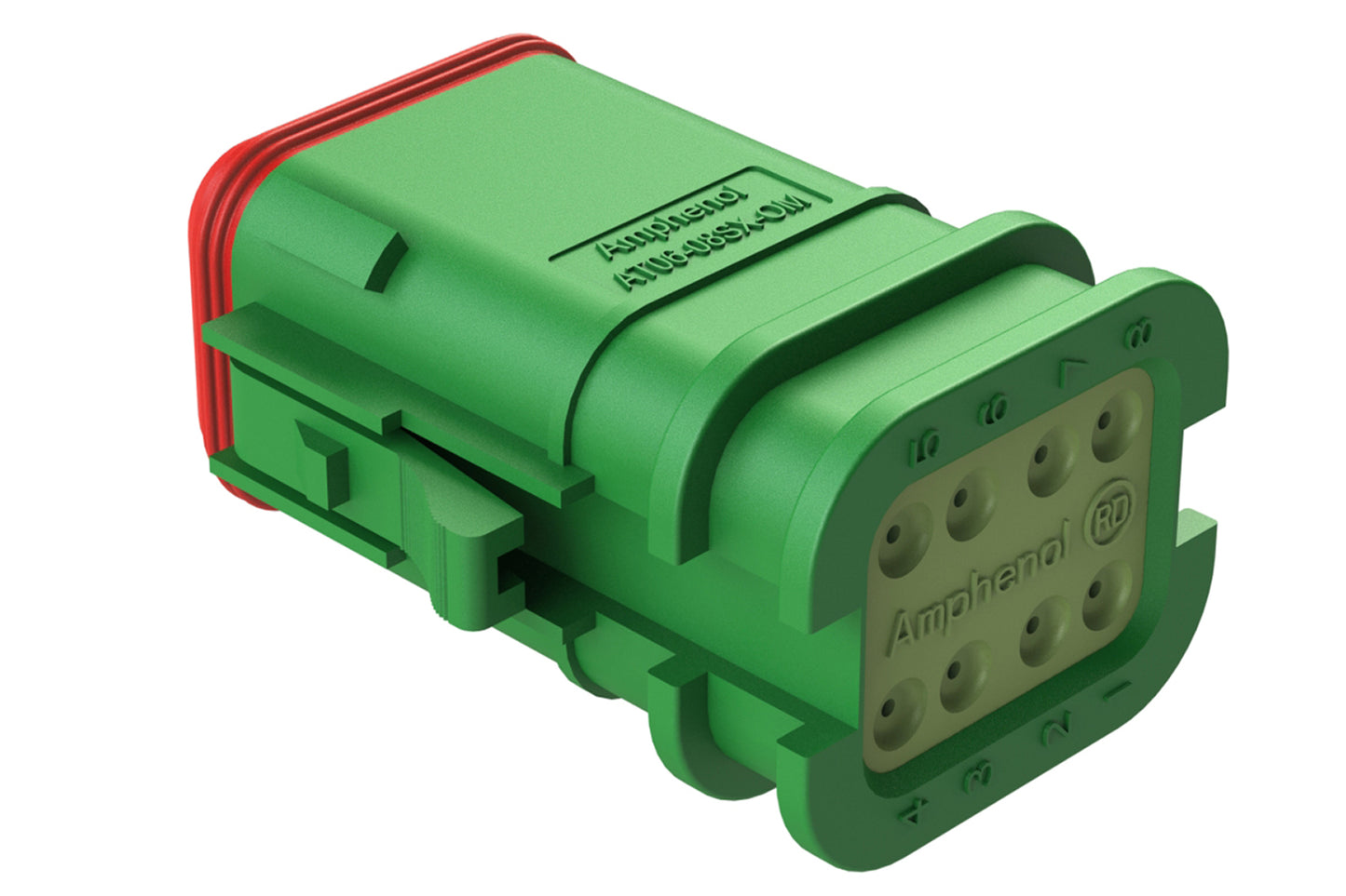 AT06-08SD-OMRDGRN 8 Position Overmolded Plug, Socket, Reduced Seal, Keyed D, Green