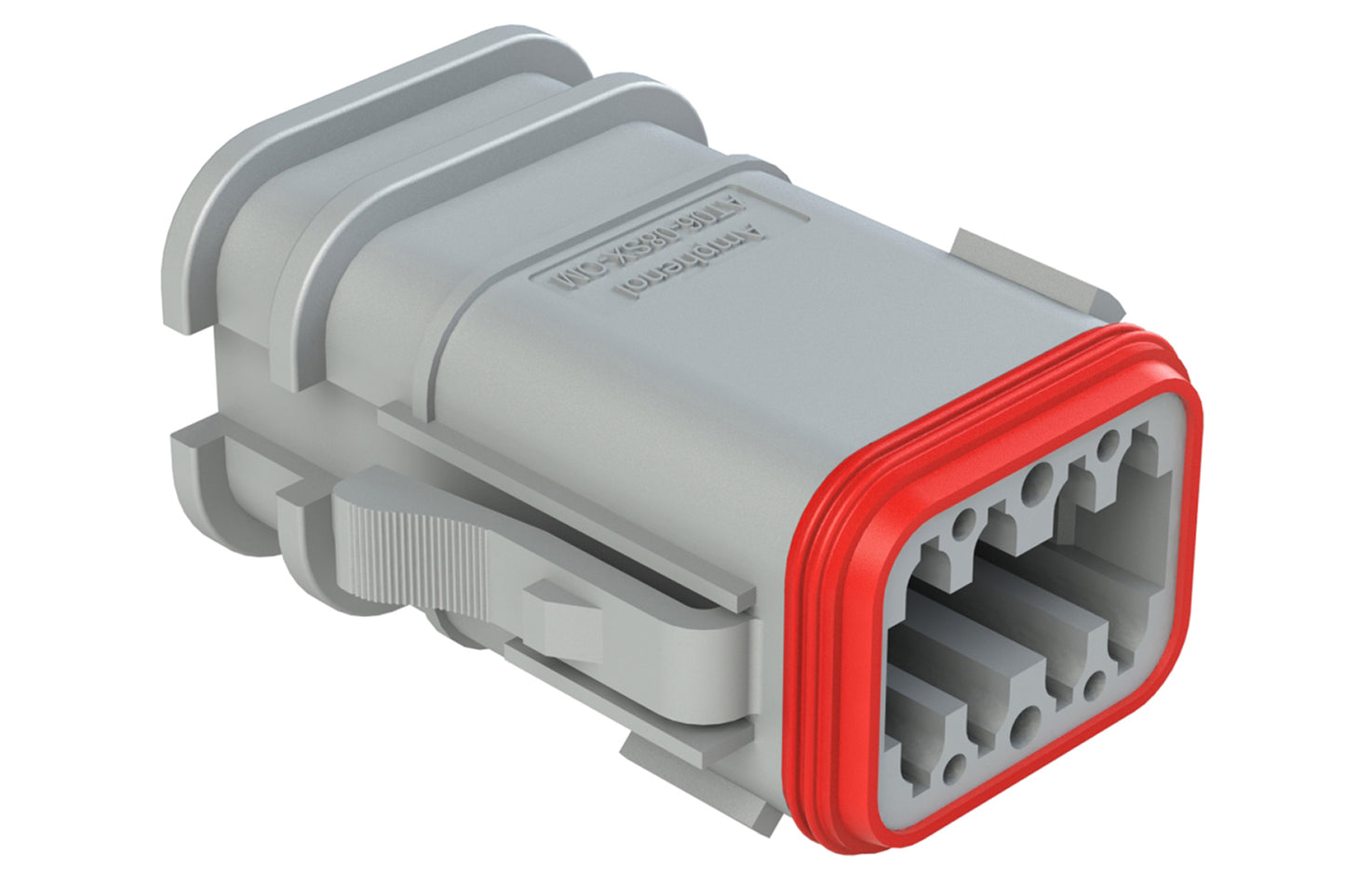 AT06-08SD-OMRDGRY 8 Position Overmolded Plug, Socket, Reduced Seal, Keyed D, Grey