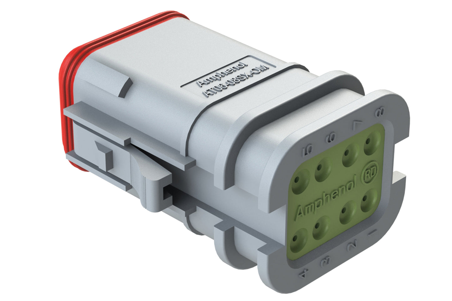 AT06-08SD-OMRDGRY 8 Position Overmolded Plug, Socket, Reduced Seal, Keyed D, Grey