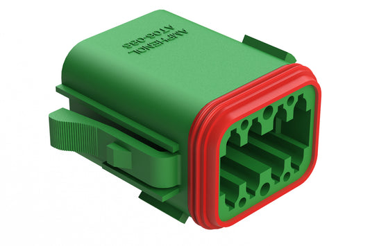 AT06-08SD-RDGRN 8-Way Plug, Female Connector with D Position Key and Reduced Diameter Seal (E-Seal), Green