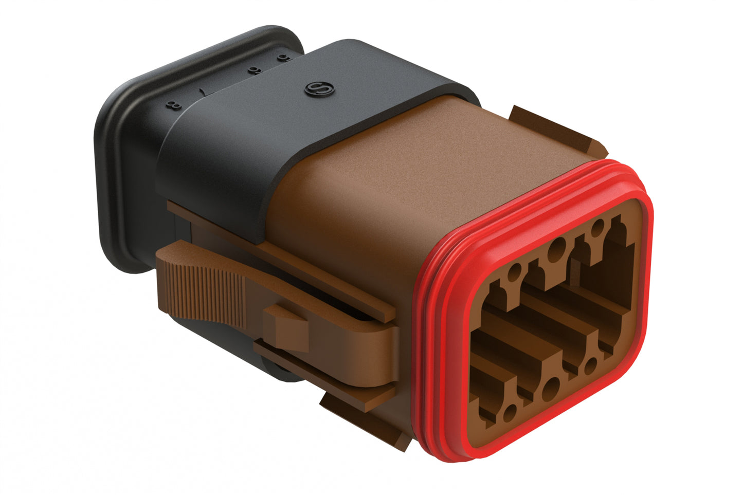 AT06-08SD-SR2BR 8 position Socket plug key position D, with strain relief & Reduced Diameter Seal, brown. DT06-08SD-CE13