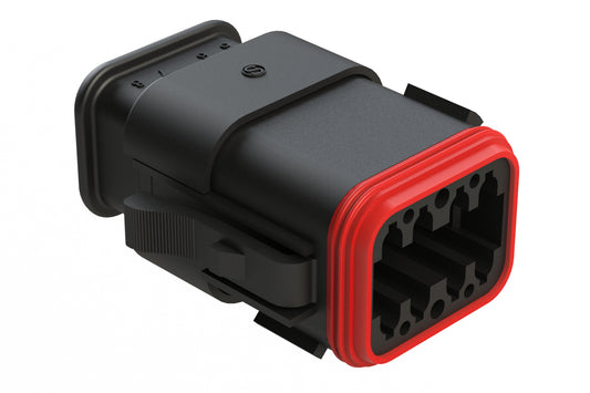 AT06-08SD-SRBK 8 position Socket plug key position D, with strain relief, black