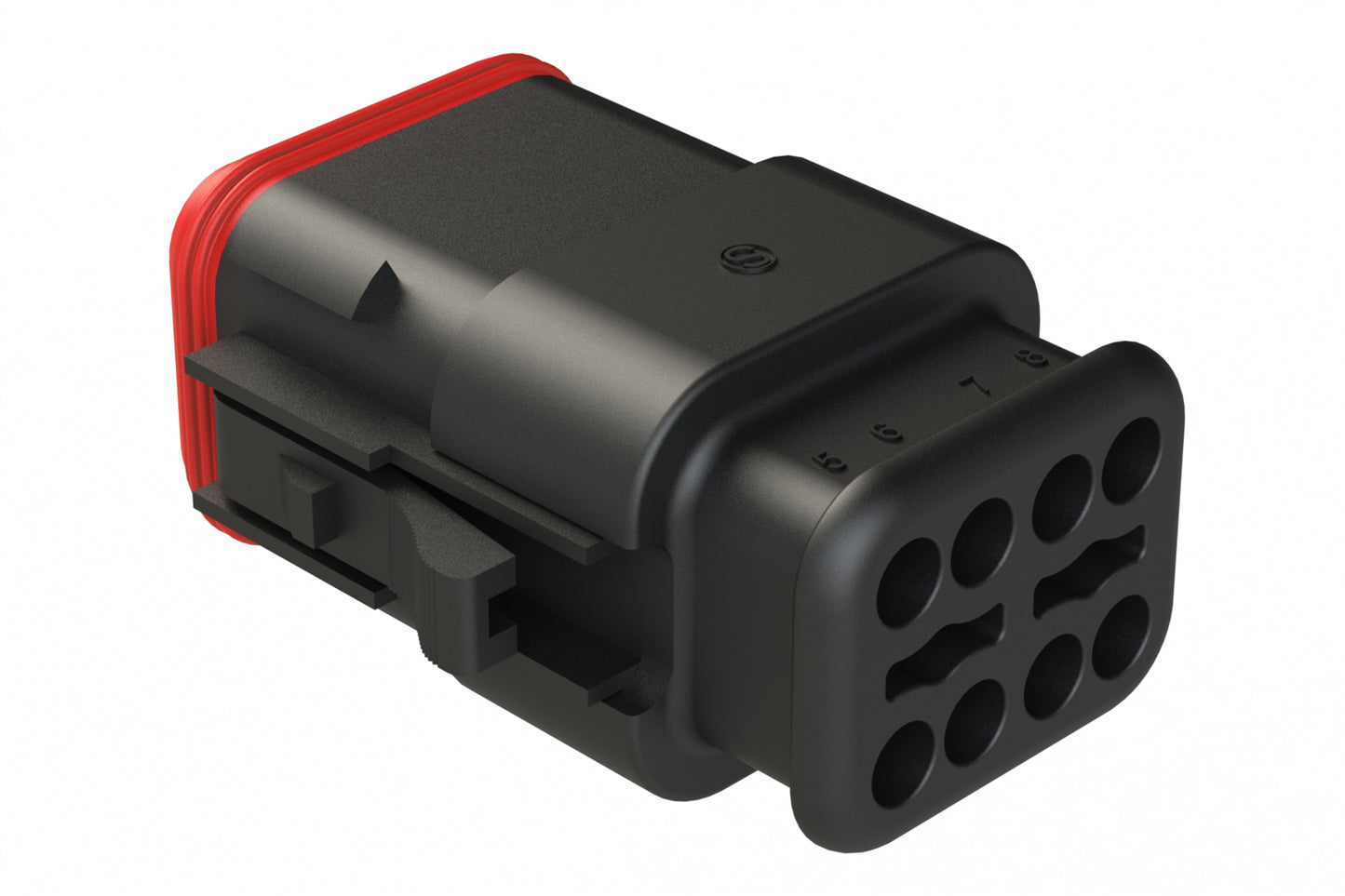 AT06-08SD-SRBK 8 position Socket plug key position D, with strain relief, black