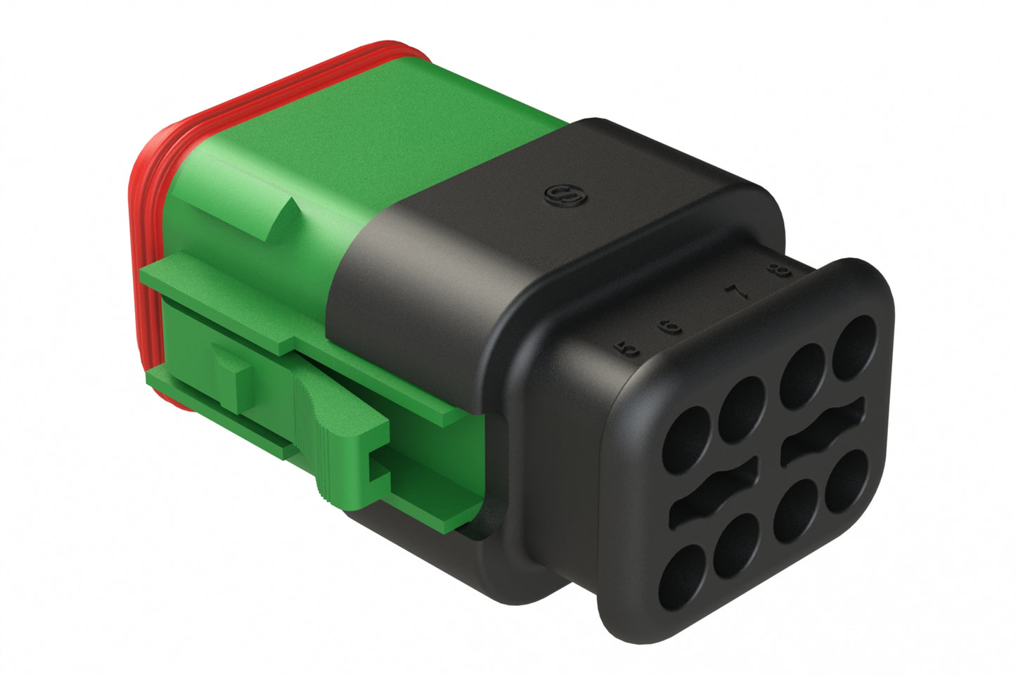 AT06-08SD-SRGN 8 position Socket plug key position D, with strain relief, green