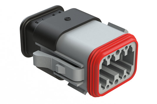 AT06-08SD-SRGRY 8 position Socket plug key position D, with strain relief, grey