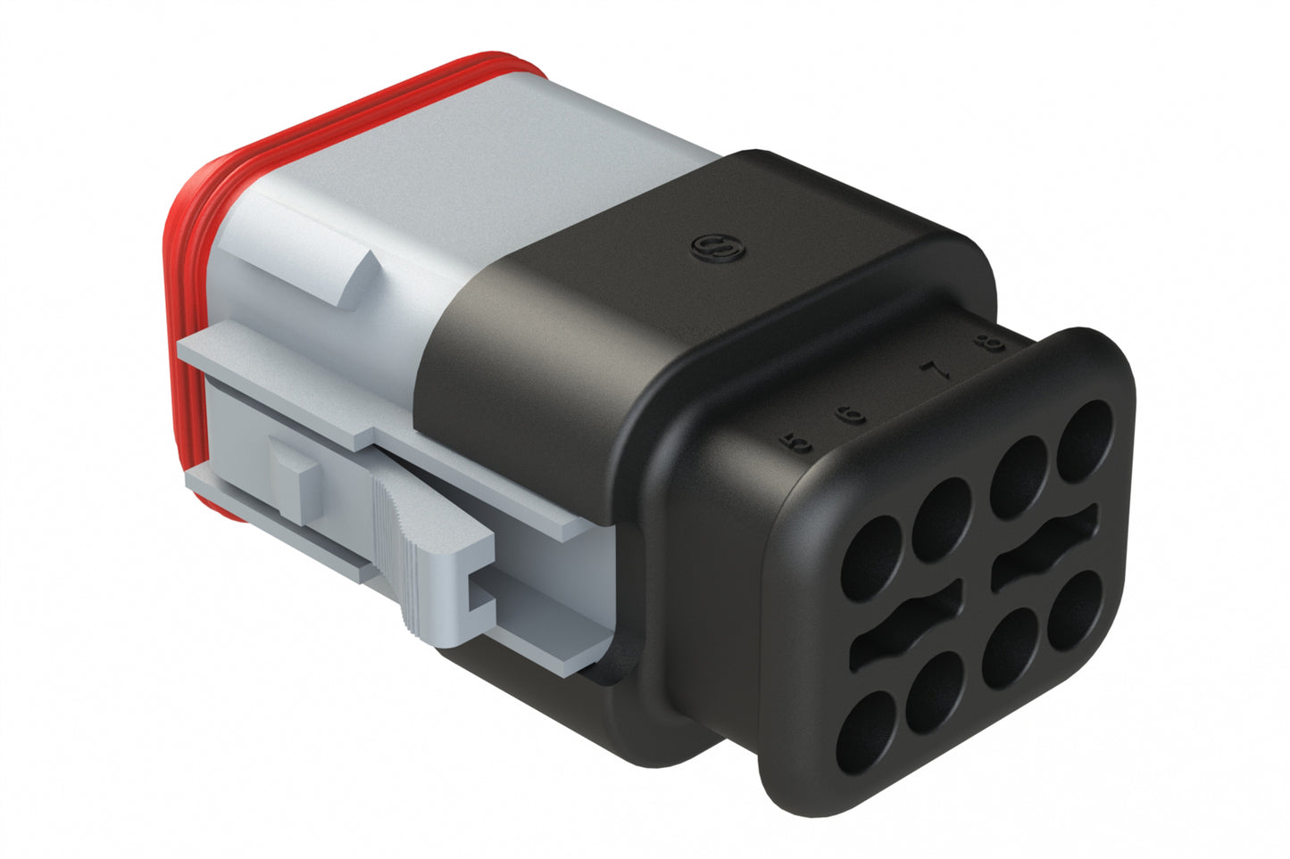 AT06-08SD-SRGRY 8 position Socket plug key position D, with strain relief, grey