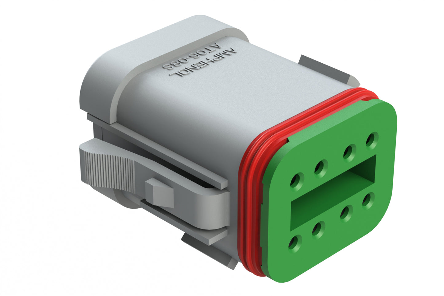 AT06-08SD-SSGRY 8-Way Plug, Female Connector with D Position Key and Solid Rear Grommet and Endcap, Wedgelock included, Grey