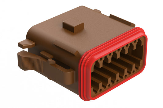 AT06-12SA-BRN 12-Way Plug, Black Female Connector with A Position Key and Enhanced Seal Retention (P012), Brown
