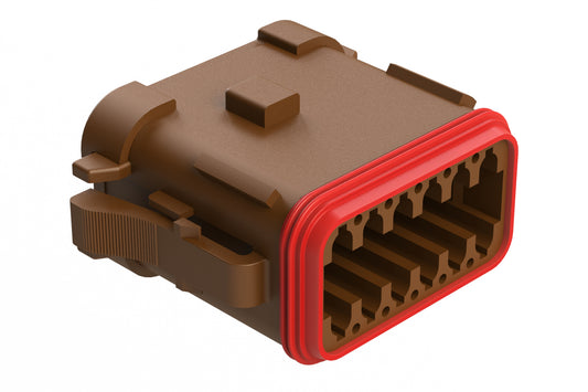 AT06-12SA-ECBRN 12-Way Plug, Female Connector with A Position Key and End Cap, Brown