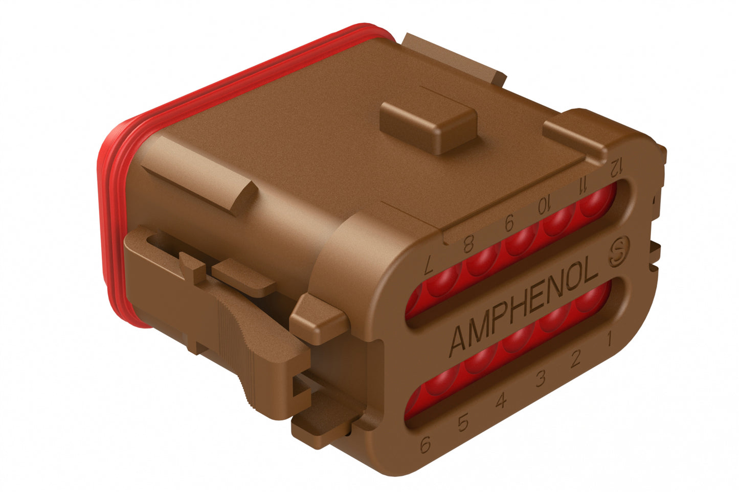 AT06-12SA-ECBRN 12-Way Plug, Female Connector with A Position Key and End Cap, Brown