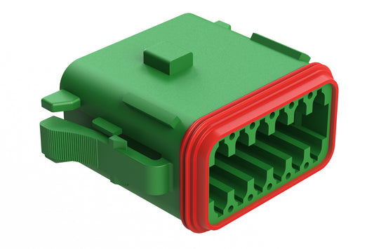 AT06-12SA-GRN 12-Way Plug, Female Connector with A Position Key, Green