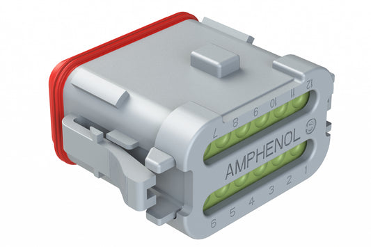 AT06-12SA-MM01 12-Way Plug, Female Connector with A Position Key and Reduced Diameter Seal (E-Seal) and End Cap. DT06-12SA-CE01, DT06-12SA-CE05