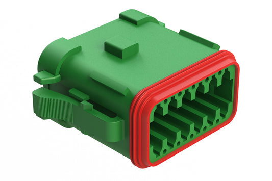 AT06-12SA-MMGRN 12-Way Plug, Female Connector with A Position Key and Reduced Diameter Seal (E-Seal) and Enhanced Seal Retention(P012) and End Cap, Green