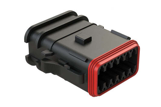 AT06-12SA-OMBLK 12 Position Overmolded Plug, Socket, Keyed A, Black