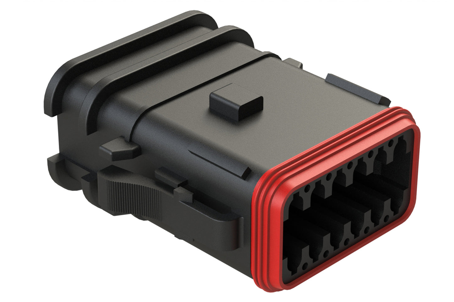 AT06-12SA-OMRDBLK 12 Position Overmolded Plug, Socket, Reduced Seal, Keyed A, Black