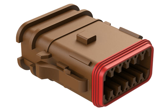 AT06-12SA-OMRDBRN 12 Position Overmolded Plug, Socket, Reduced Seal, Keyed A, Brown
